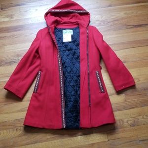 Vintage Red Wool Hooded Ski Jacket Size XS/S
